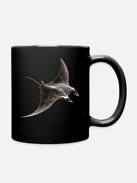 Raie manta, raie diable, raie pastenague, plongeur - Mug uni - noir