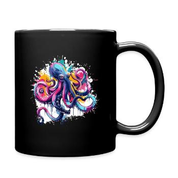 Colorful octopus paint splash - Full Colour Mug - black - Right