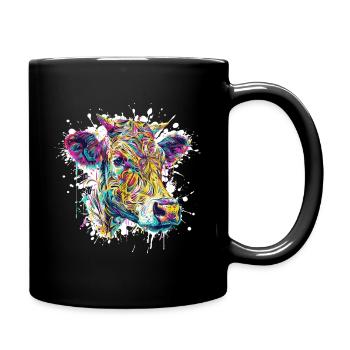  Kuh Farbklecks - Tasse einfarbig - Schwarz - Rechts
