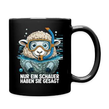 Nur ein Schauer – Lustiges Schaf Design Schnorchel - Tasse einfarbig - Schwarz - Rechts