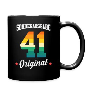 41 Geburtstag - Tasse einfarbig - Schwarz - Rechts