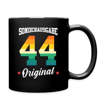 44 Geburtstag - Tasse einfarbig - Schwarz - Rechts