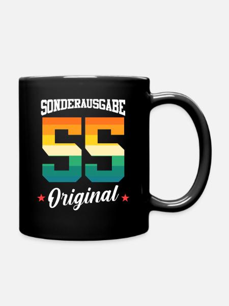 55 Geburtstag - Tasse einfarbig - Schwarz
