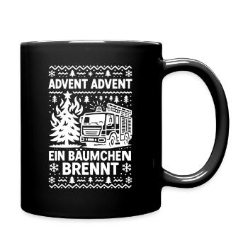 Advent, Advent a little tree is burning - Fire Department - Full Colour Mug - black - Right