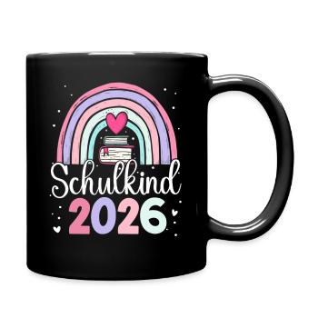 Schulkind 2026 Regenbogen - Tasse einfarbig - Schwarz - Rechts