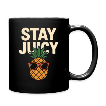 Stay Juicy – Cool Pineapple Design - Full Colour Mug - black - Right