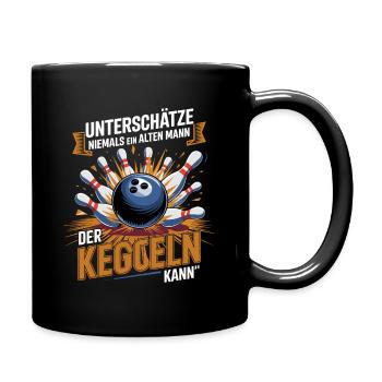  Unterschätze Niemals Ein Alten Mann Der Kegeln - Tasse einfarbig - Schwarz - Rechts