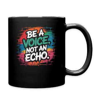 Be a Voice – Encouragement Saying in Retro Style - Full Colour Mug - black - Right