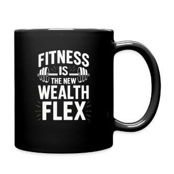 Fitness Is The New Wealth Flex,  Motivational  - Full Colour Mug - black - Right