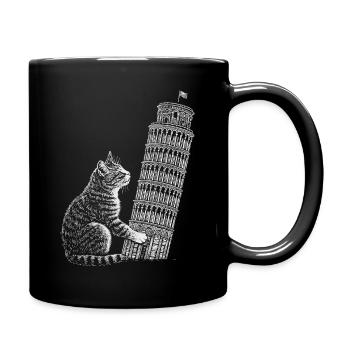 Chat à la Tour de Pise - Mug uni - noir - Droite