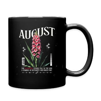 Geburtsblumen August Gladiole Geburtsblume - Tasse einfarbig - Schwarz - Rechts