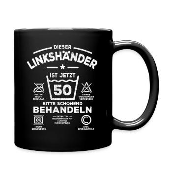 Treating Left-Handers Gently - 50th Birthday - Full Colour Mug - black - Right