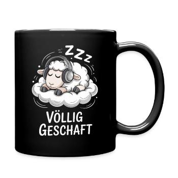 Völlig geschafft geSchaft Schaf Design - Tasse einfarbig - Schwarz - Rechts