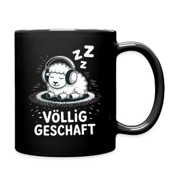 Völlig geschafft geSchaft Schaf Design - Tasse einfarbig - Schwarz - Rechts
