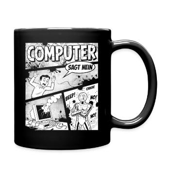 Retro Computer Comic Sagt Nein - Tasse einfarbig - Schwarz - Rechts