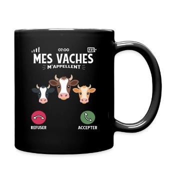 Mes vaches m’appellent humour fermier et élevage - Mug uni - noir - Droite