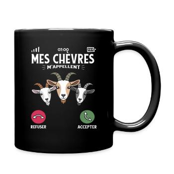 Mes chèvres m’appellent humour fermier et élevage - Mug uni - noir - Droite