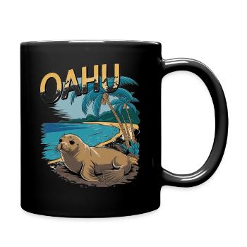 Oahu Tropical Seal Beach Paradise Szene - Tasse einfarbig - Schwarz - Rechts
