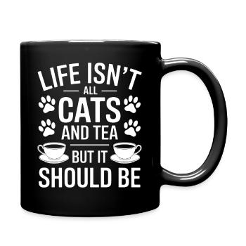 Tee Spruch Katzen Lustiges Tee Geschenk - Tasse einfarbig - Schwarz - Rechts