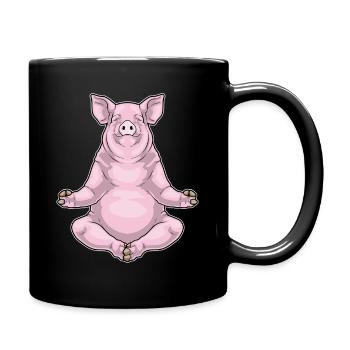 Schwein Yoga Fitness Meditation - Tasse einfarbig - Schwarz - Rechts