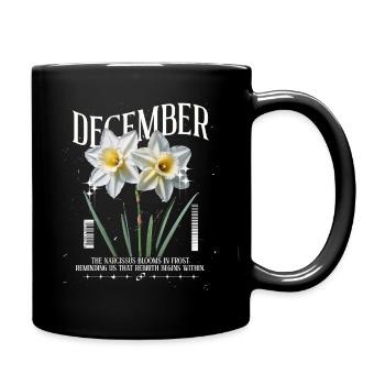 Geburtsblumen Geburtsblume Dezember Narzisse - Tasse einfarbig - Schwarz - Rechts