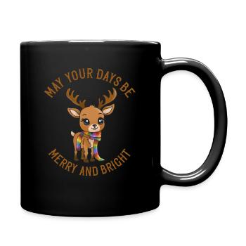 May your days be merry!  Baby Reindeer Xmas - Full Colour Mug - black - Right