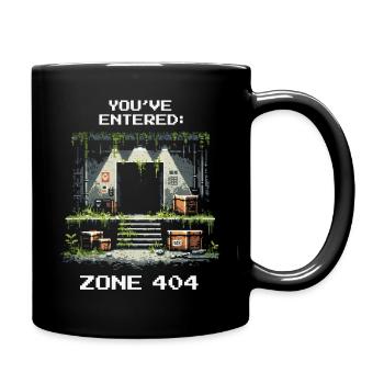 Zone 404 entdeckt | Ort nicht gefunden - Humor - Tasse einfarbig - Schwarz - Rechts