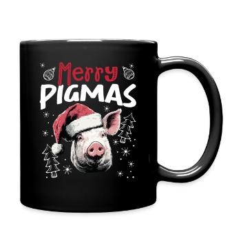 Merry Pigmas Motif de Noël Drôle de Cochon - Mug uni - noir - Droite