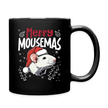 Merry Mousemas Lustiges Maus Weihnachtsmotiv - Tasse einfarbig - Schwarz - Rechts