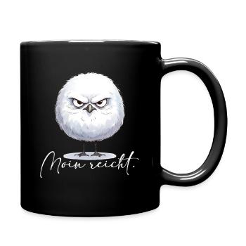 Moin reicht - grimmige runde Möwe - Tasse einfarbig - Schwarz - Rechts