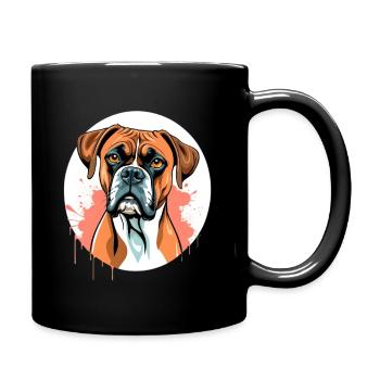 Aquarell Boxer Portrait - Tasse einfarbig - Schwarz - Rechts