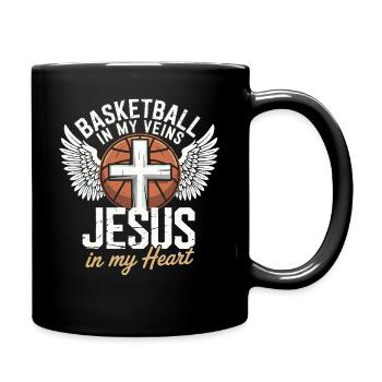 Basketball & Jesus – Conception de la croix sur le ballon - Mug uni - noir - Droite