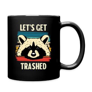 Raccoon Retro Stripes – Let's Get Trashed - Tasse einfarbig - Schwarz - Rechts