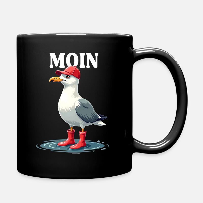 Moin Möwe im Friesen-Look - Tasse einfarbig - Schwarz