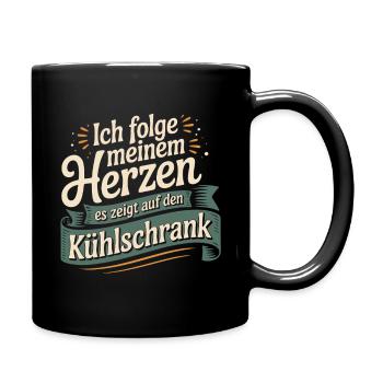 I follow my heart – it points to the fridge... - Full Colour Mug - black - Right