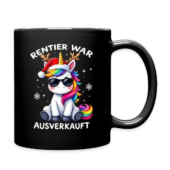 Rentier War Ausverkauft Weihnachten Einhorn - Tasse einfarbig - Schwarz - Rechts