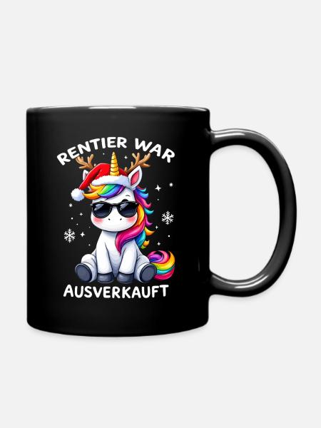 Reindeer was sold out Christmas unicorn - Full Colour Mug - black