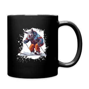 Nashorn Ski Skifahren - Tasse einfarbig - Schwarz - Rechts