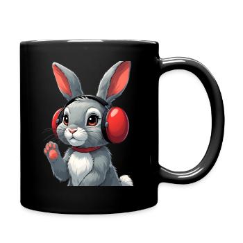 Headphones Bunny Cuddly Bunny - Full Colour Mug - black - Right