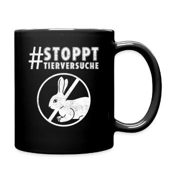Tierschutz STOPPT TIERVERSUCHE LUSTIG - Tasse einfarbig - Schwarz - Rechts