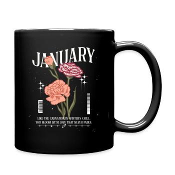 Birth Flowers January Carnation - Full Colour Mug - black - Right