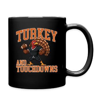 Türkei Und Touchdowns Herbst-Football-Fest - Tasse einfarbig - Schwarz - Rechts