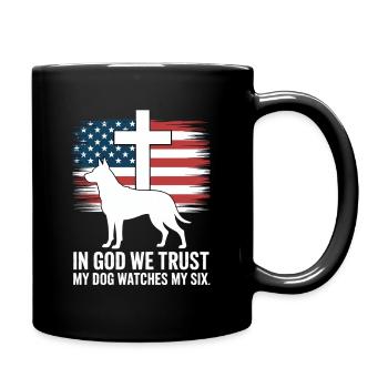 In God We Trust My Dog Watches My Six Cross - Full Colour Mug - black - Right