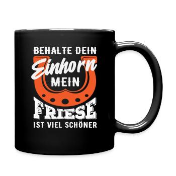Einhorn Friese Pferd Pferdemädchen Reiten Ponyfans - Tasse einfarbig - Schwarz - Rechts