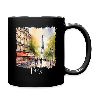 Paris Watercolor, I Love Paris - Full Colour Mug - black - Right