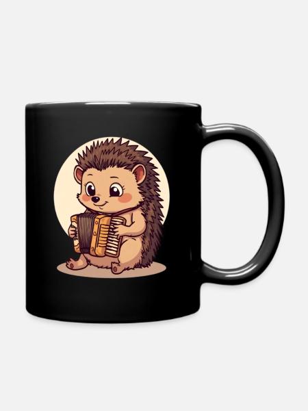 Igel spielt Akkordeon - Tasse einfarbig - Schwarz