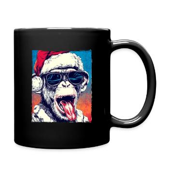 Chapeau de Noël Singe - Mug uni - noir - Droite
