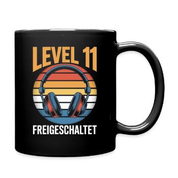 Level 11 Geburtstag Freigeschaltet - Tasse einfarbig - Schwarz - Rechts