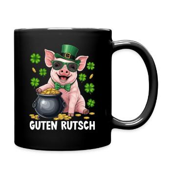 Guten Rutsch - Tasse einfarbig - Schwarz - Rechts