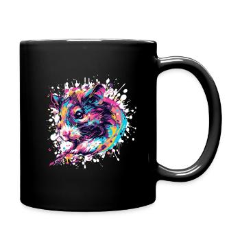 Bunte Farbsplash Hase - Tasse einfarbig - Schwarz - Rechts